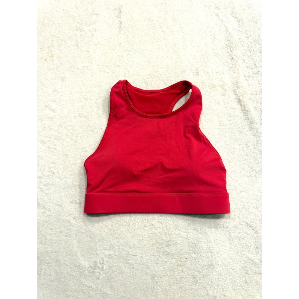 Fabletics Red High Neck Strappy Mesh Racerback Sports Bra Womens Small